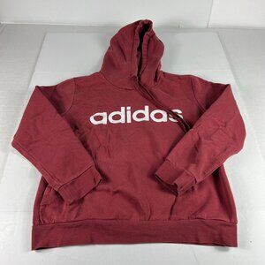 Adidas Sweatshirt Youth Large Red Faded Spell Out Logo Pullover Hoodie